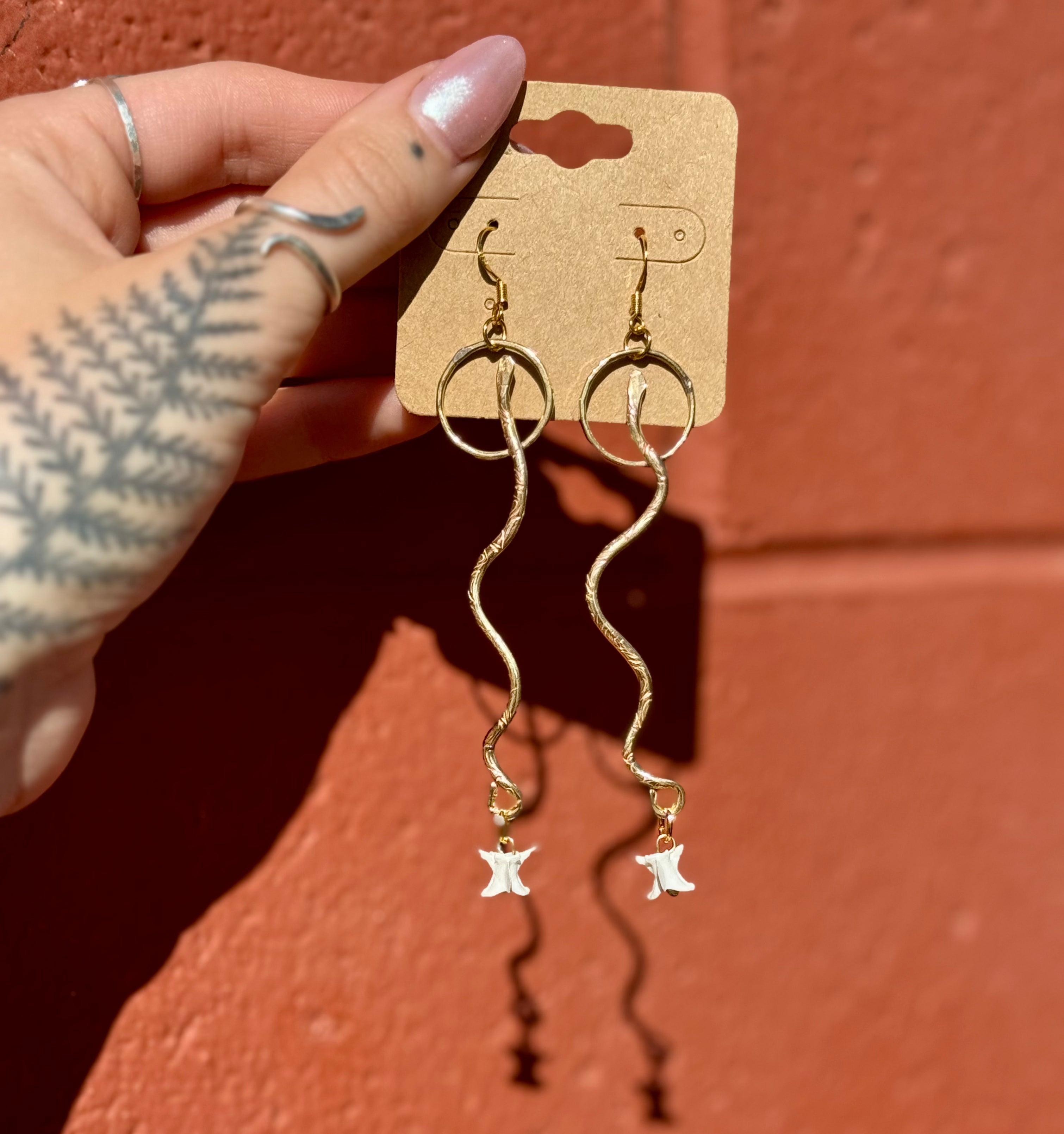 Brass Rattlesnake Earrings