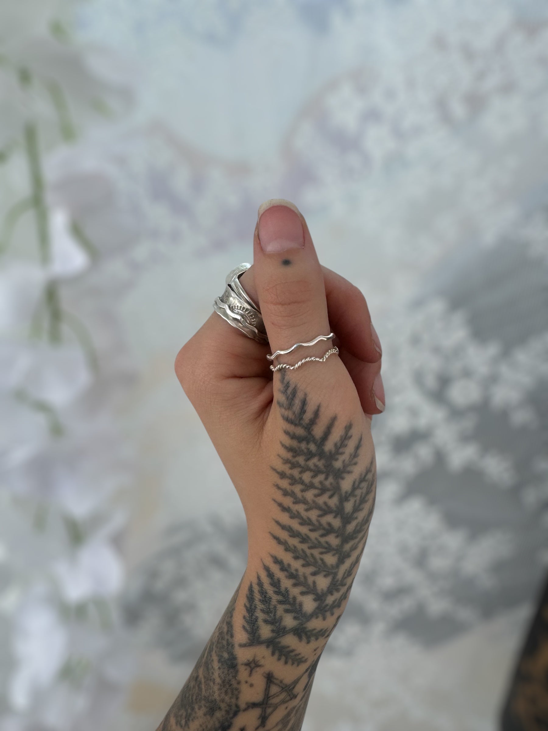 Sterling Silver Mixed Texture "Aquarius" Ring