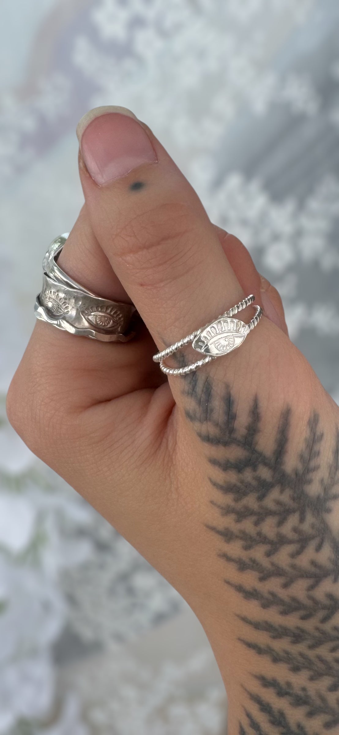 Sterling Silver Adjustable Evil Eye Ring