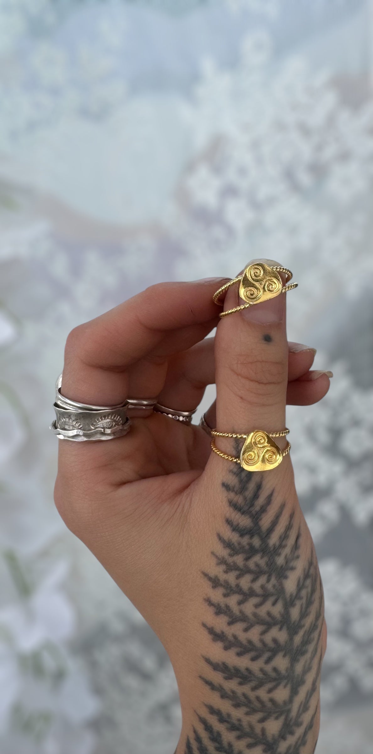 18k Gold Plated Silver Triple Spiral Ring