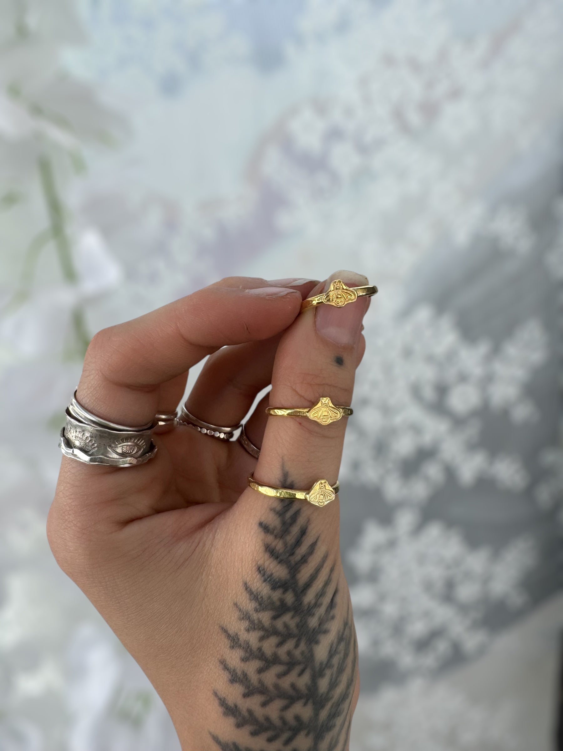 18k Gold Plated Silver Bee Ring