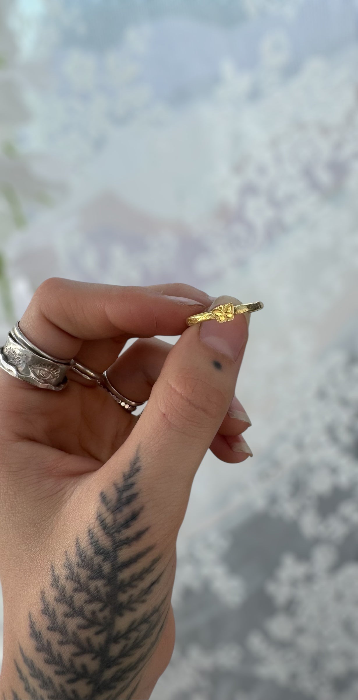 18k Gold Plated Silver Butterfly Ring