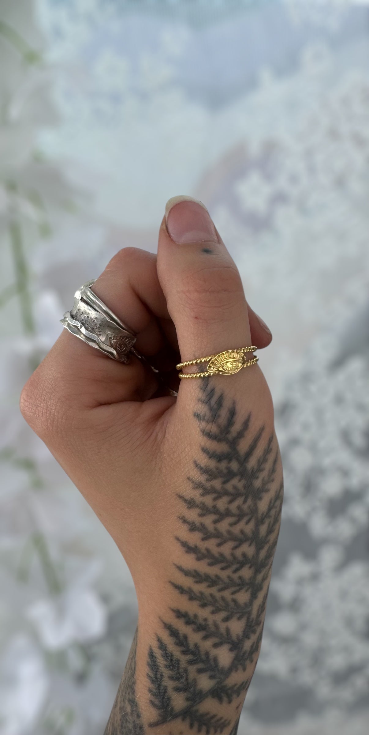 18k Gold Plated Silver Evil Eye Ring