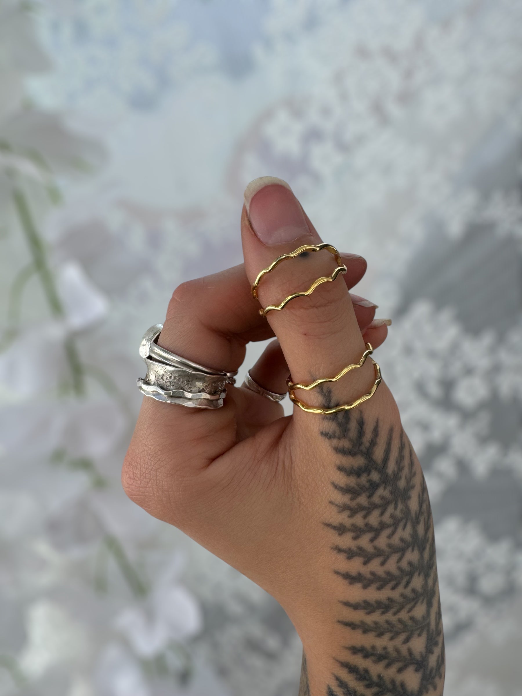18k Gold Plated Silver "Aquarius" Ring